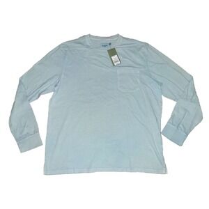 Goodfellow Vintage Wash Long Sleeve Blue Pocket Tee NWT XL